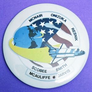 1986 Space Shuttle Challenger Pin/Button with Christa McAuliffe Teacher in Space